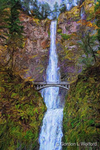 Multnomah Falls Art_21096.jpg - Upper & Lower Multnomah Falls photographed in the Columbia River Gorge east of Portland, Oregon, USA.